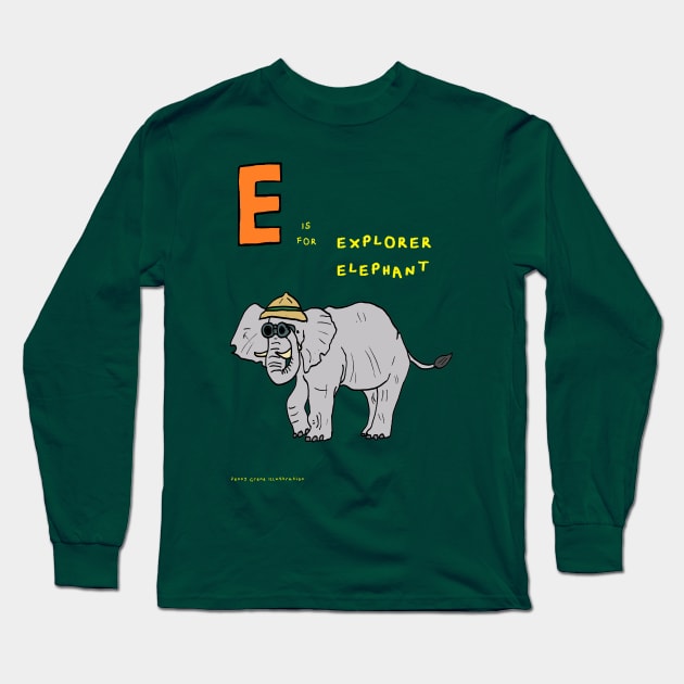 E is for explorer elephant Long Sleeve T-Shirt by JennyGreneIllustration